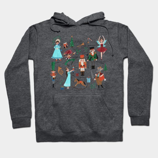 Nutcracker ballet characters pattern Hoodie by CarolineBMuller